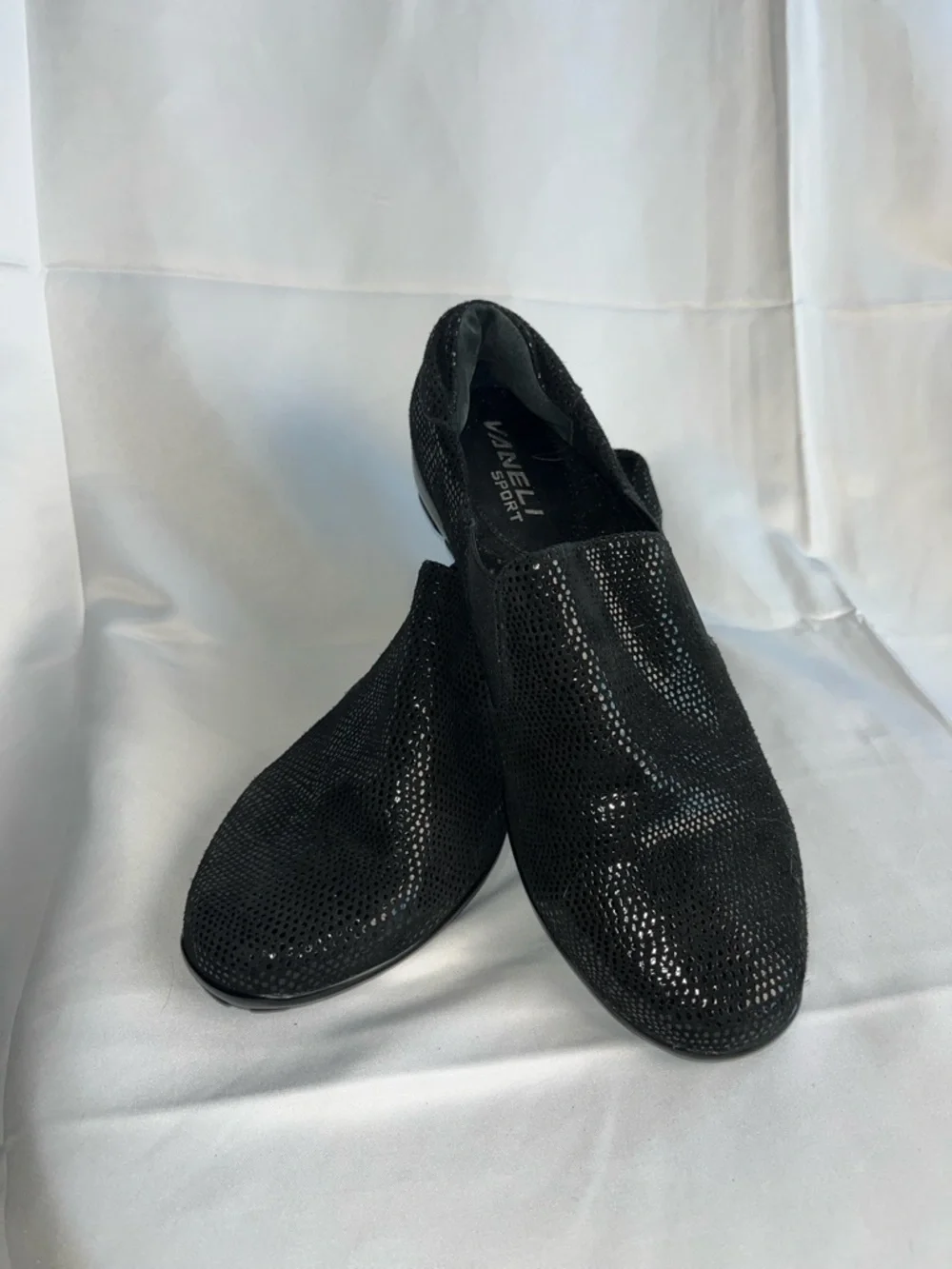 Vaneli Black Slip-On Loafers with Subtle Sheen